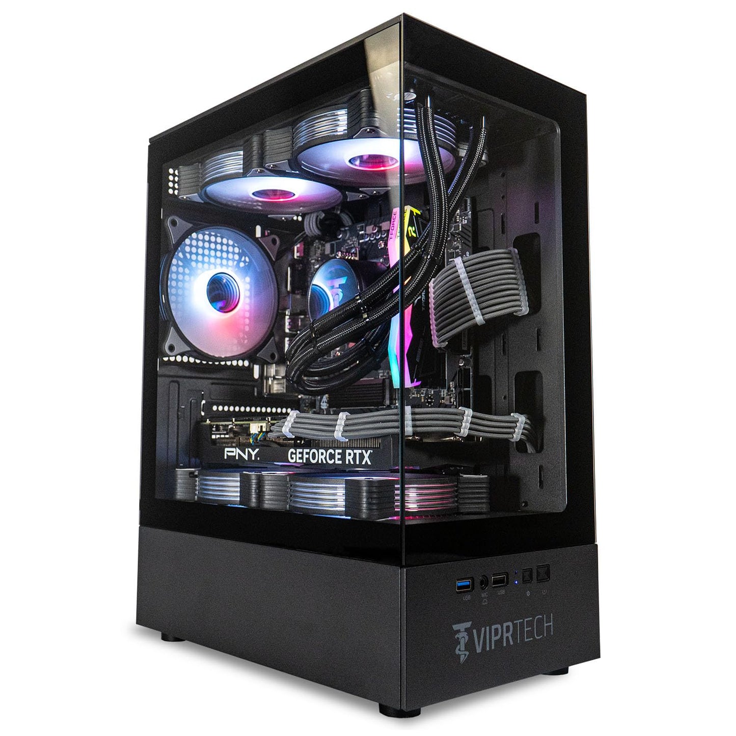 ViprTech Reaper 2.0 Liquid-Cooled PC - AMD Ryzen 7 8700F (5.0Ghz Turbo), GeForce RTX 5060 Ti 16GB, 16GB DDR5, 1TB SSD, Gold Rated PSU, VR-Ready, WiFi, BT, Win 11, Gaming Desktop Computer, Black