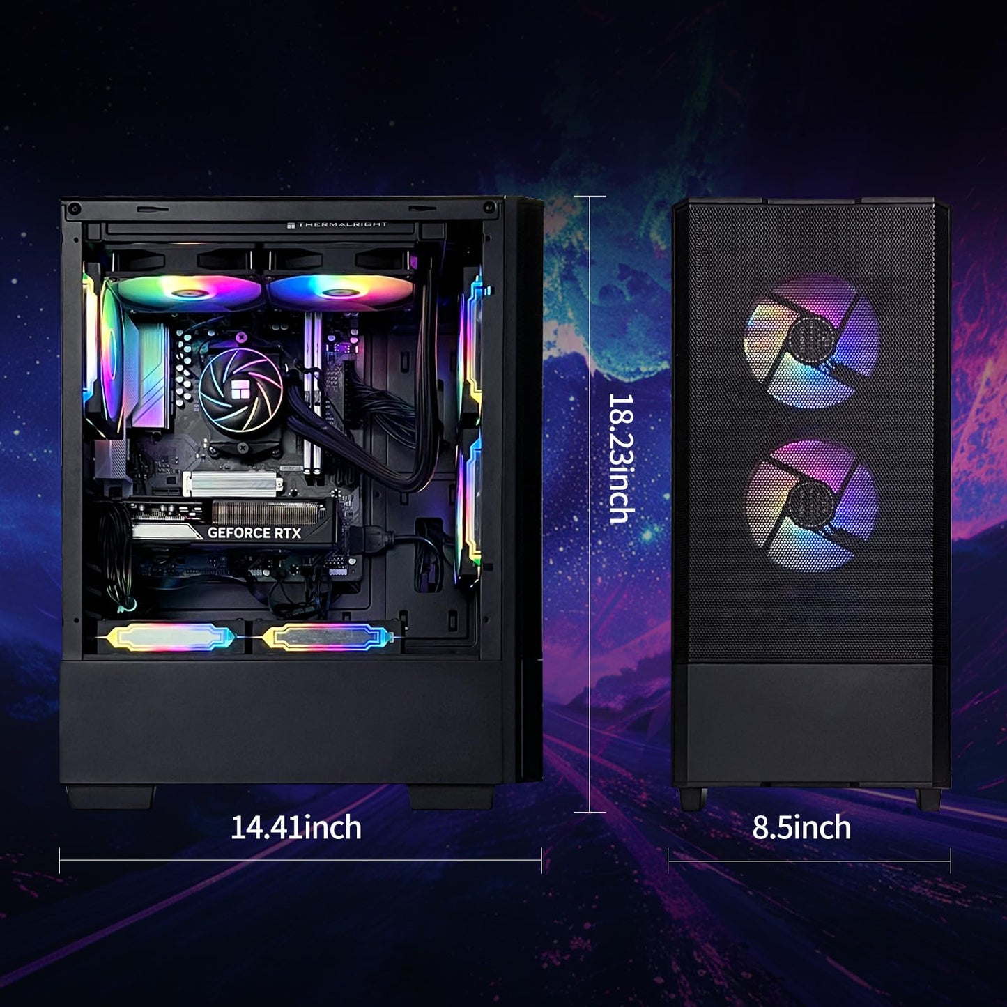 Prebuilt Gaming Desktop PC, AMD Ryzen 5 5500, GeForce RTX 3050 6GB, 16GB DDR4 3200MHz RAM, 1TB NVMe SSD, ARGB Air Cooling, Wi-Fi,Tower Computer for Gaming, Streaming, Editing