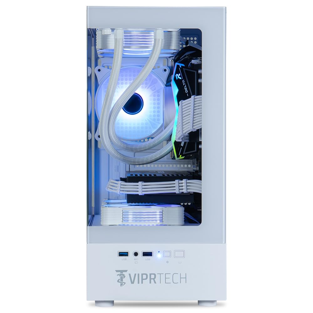 ViprTech Reaper 2.0 Liquid-Cooled PC - AMD Ryzen 7 8700F (5.0Ghz Turbo), GeForce RTX 5060 Ti 16GB, 16GB DDR5, 1TB SSD, Gold Rated PSU, VR-Ready, WiFi, BT, Win 11, Gaming Desktop Computer, Black