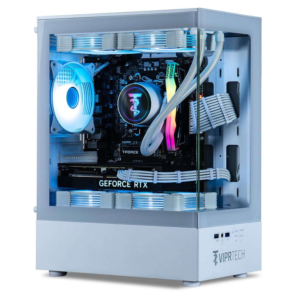 ViprTech Reaper 2.0 Liquid-Cooled PC - AMD Ryzen 7 8700F (5.0Ghz Turbo), GeForce RTX 5060 Ti 16GB, 16GB DDR5, 1TB SSD, Gold Rated PSU, VR-Ready, WiFi, BT, Win 11, Gaming Desktop Computer, Black