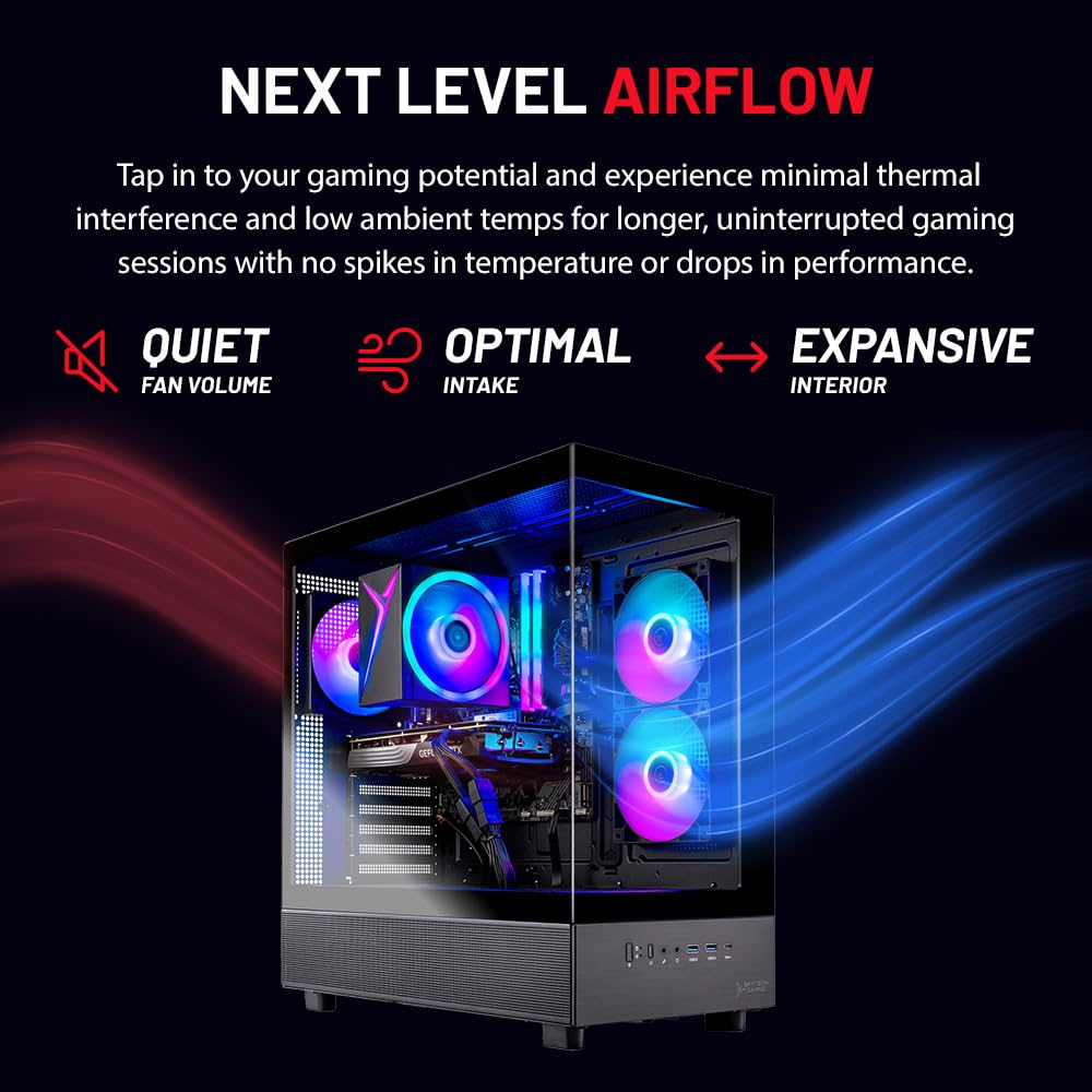 Skytech Gaming Azure 3 Gaming PC, AMD Ryzen 5 5500 3.6GHz, AMD RX 9060 8GB VRAM, 1TB NVMe SSD, 32GB DDR4 RAM 3200, 650W Gold PSU, WI-FI 5, Windows 11, Desktop