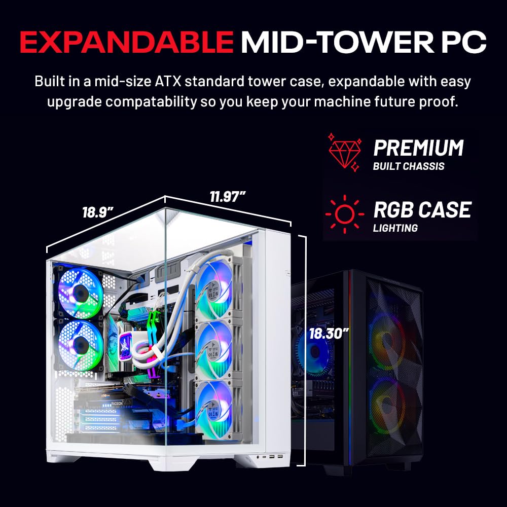 Skytech Gaming Azure 3 Gaming PC, AMD Ryzen 5 5500 3.6GHz, AMD RX 9060 8GB VRAM, 1TB NVMe SSD, 32GB DDR4 RAM 3200, 650W Gold PSU, WI-FI 5, Windows 11, Desktop