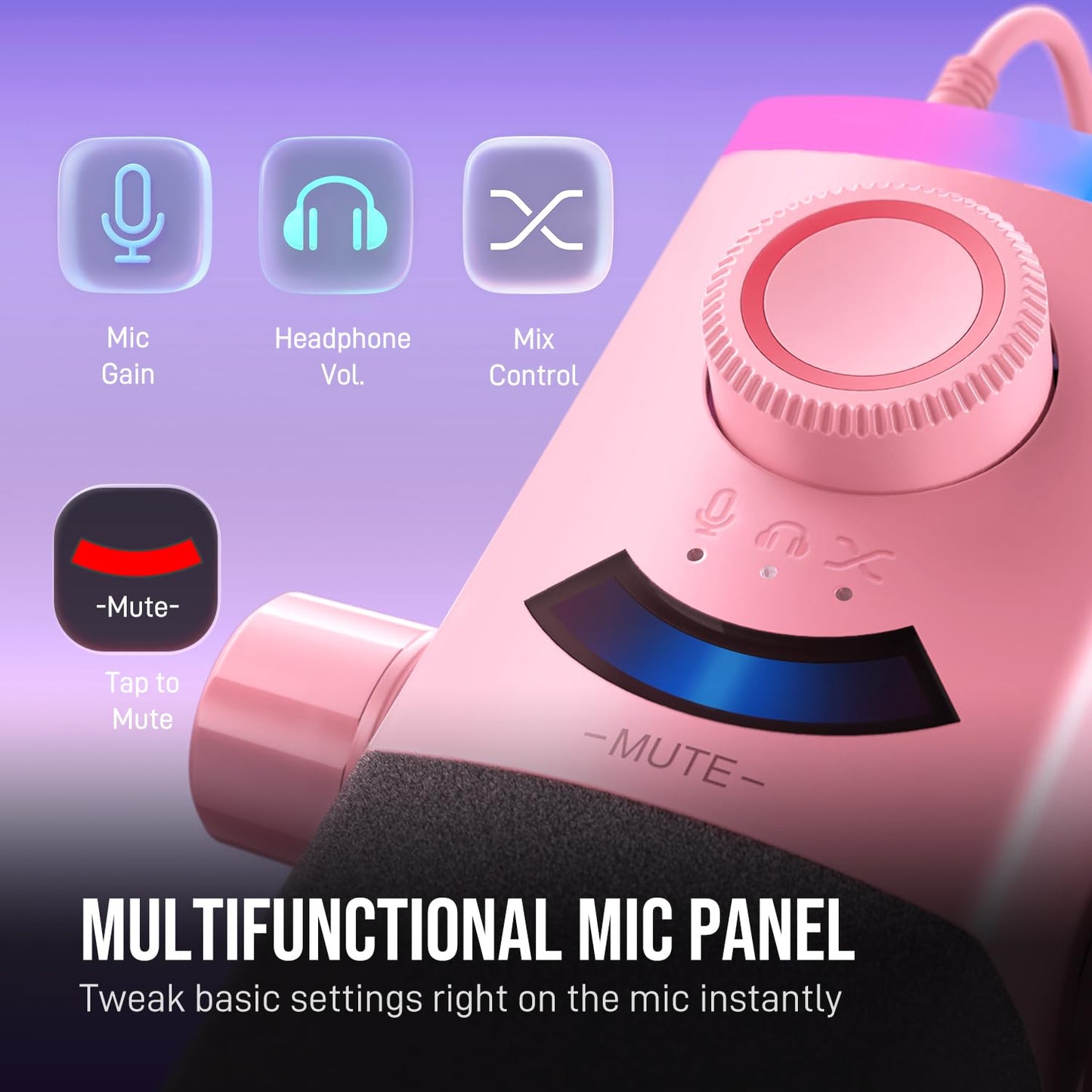 FIFINE Gaming Microphone Kit, XLR/USB Dynamic PC Microphone with Boom Arm for Podcast Recording, RGB Streaming Mic Set, Tap-to-Mute, Mix Control, Headphone Jack-AmpliGame AM8PROT