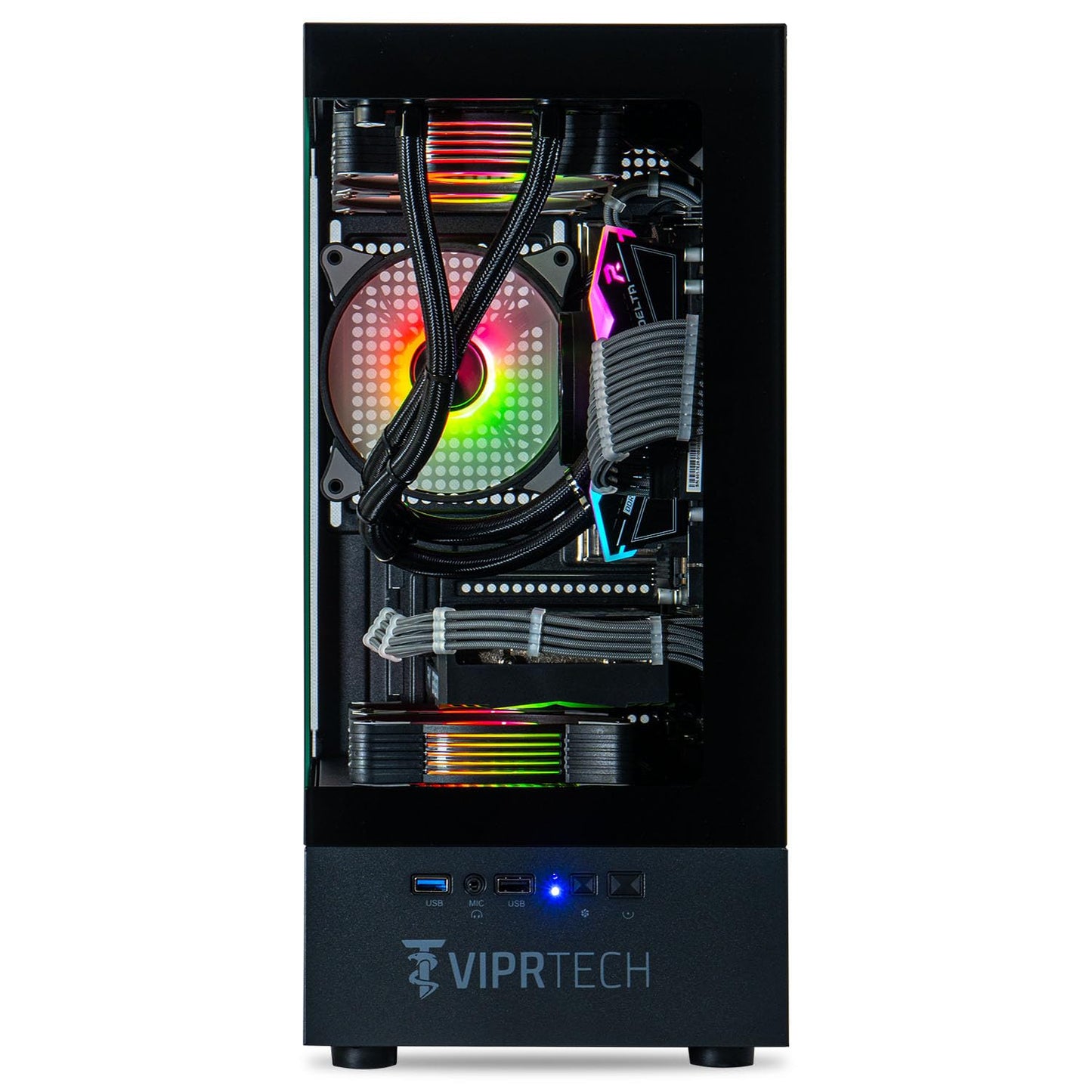 ViprTech Reaper 2.0 Liquid-Cooled PC - AMD Ryzen 7 8700F (5.0Ghz Turbo), GeForce RTX 5060 Ti 16GB, 16GB DDR5, 1TB SSD, Gold Rated PSU, VR-Ready, WiFi, BT, Win 11, Gaming Desktop Computer, Black