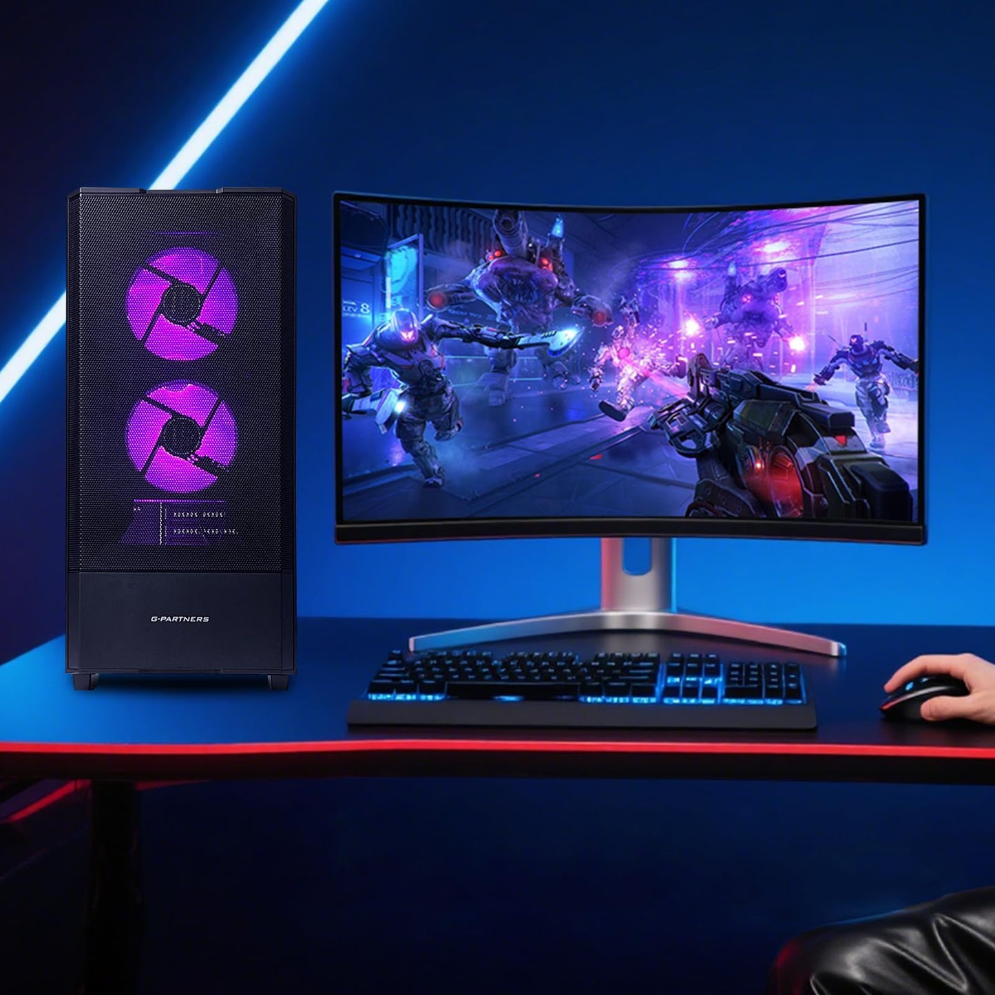 Prebuilt Gaming Desktop PC, AMD Ryzen 5 5500, GeForce RTX 3050 6GB, 16GB DDR4 3200MHz RAM, 1TB NVMe SSD, ARGB Air Cooling, Wi-Fi,Tower Computer for Gaming, Streaming, Editing