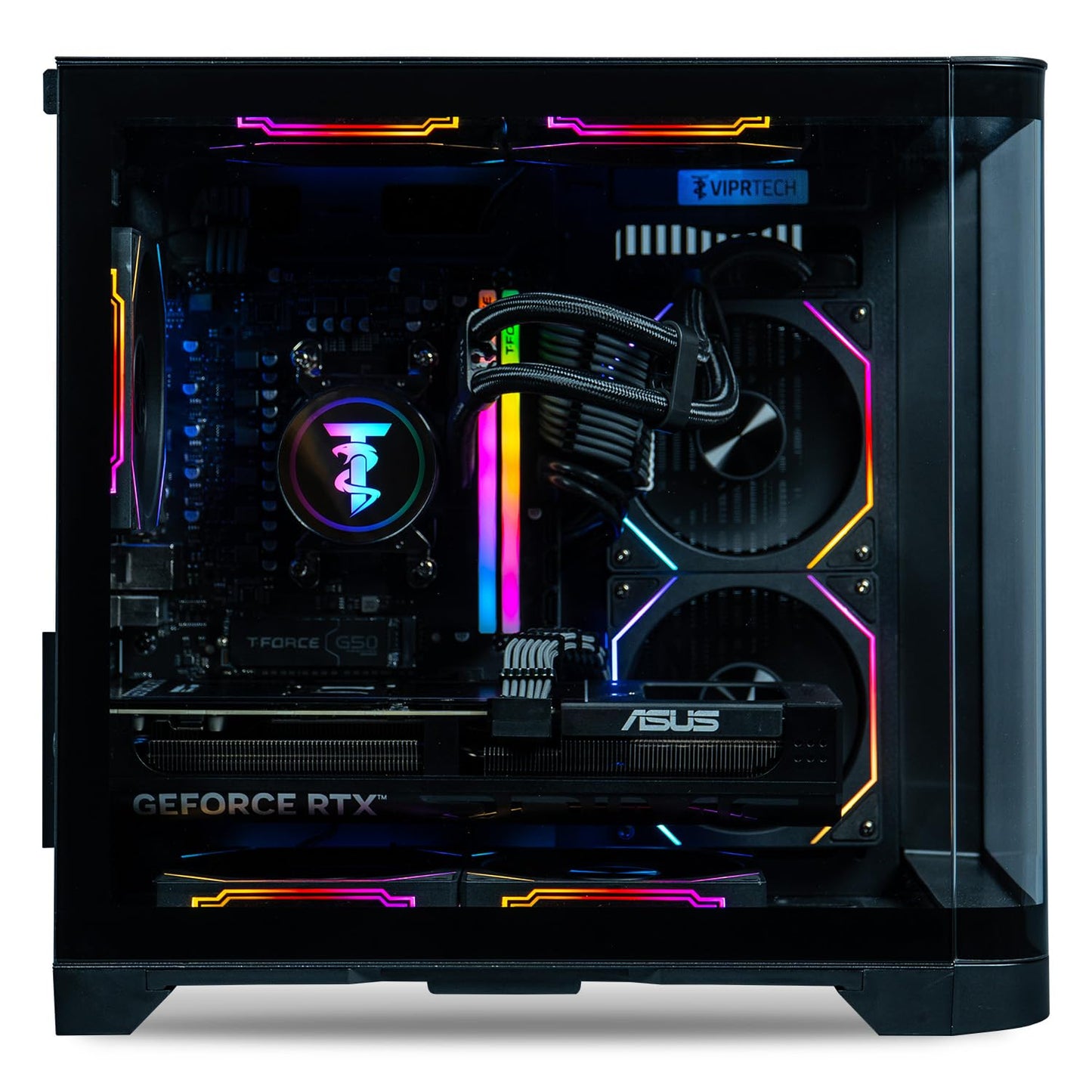 ViprTech Reaper 2.0 Liquid-Cooled PC - AMD Ryzen 7 8700F (5.0Ghz Turbo), GeForce RTX 5060 Ti 16GB, 16GB DDR5, 1TB SSD, Gold Rated PSU, VR-Ready, WiFi, BT, Win 11, Gaming Desktop Computer, Black