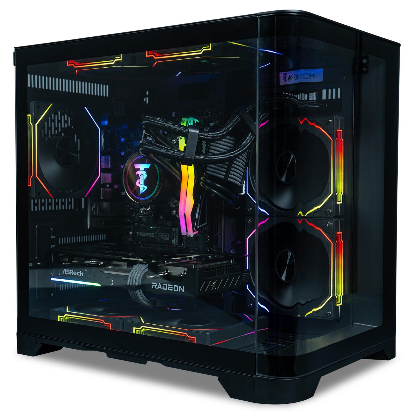 ViprTech Reaper 2.0 Liquid-Cooled PC - AMD Ryzen 7 8700F (5.0Ghz Turbo), GeForce RTX 5060 Ti 16GB, 16GB DDR5, 1TB SSD, Gold Rated PSU, VR-Ready, WiFi, BT, Win 11, Gaming Desktop Computer, Black