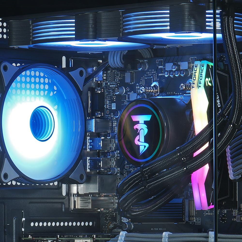 ViprTech Reaper 2.0 Liquid-Cooled PC - AMD Ryzen 7 8700F (5.0Ghz Turbo), GeForce RTX 5060 Ti 16GB, 16GB DDR5, 1TB SSD, Gold Rated PSU, VR-Ready, WiFi, BT, Win 11, Gaming Desktop Computer, Black