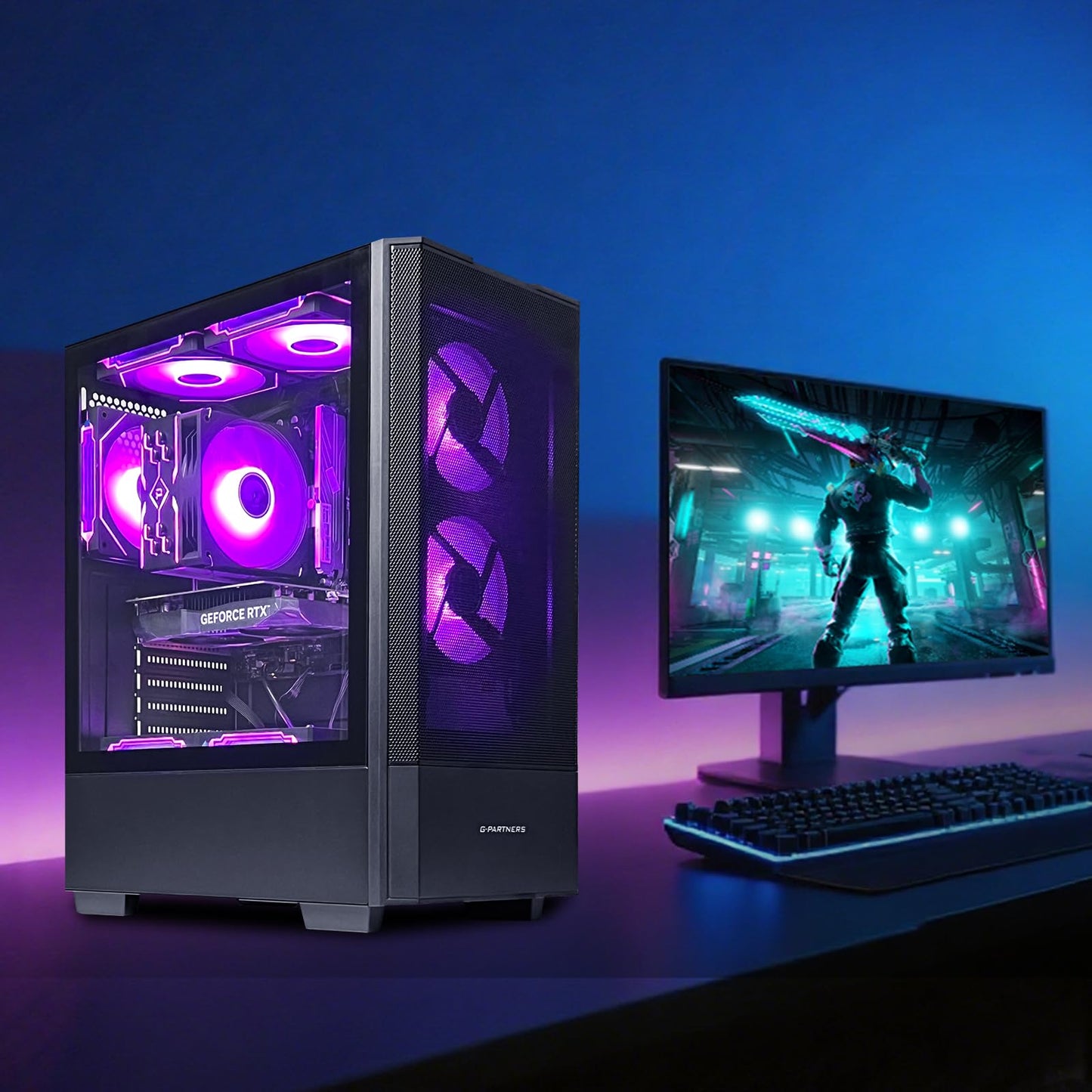 Prebuilt Gaming Desktop PC, AMD Ryzen 5 5500, GeForce RTX 3050 6GB, 16GB DDR4 3200MHz RAM, 1TB NVMe SSD, ARGB Air Cooling, Wi-Fi,Tower Computer for Gaming, Streaming, Editing