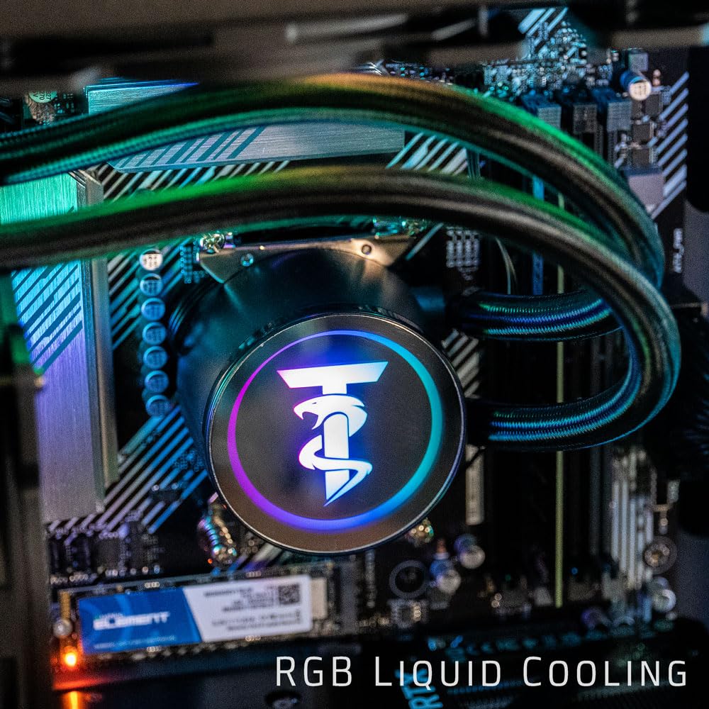 ViprTech Reaper 2.0 Liquid-Cooled PC - AMD Ryzen 7 8700F (5.0Ghz Turbo), GeForce RTX 5060 Ti 16GB, 16GB DDR5, 1TB SSD, Gold Rated PSU, VR-Ready, WiFi, BT, Win 11, Gaming Desktop Computer, Black