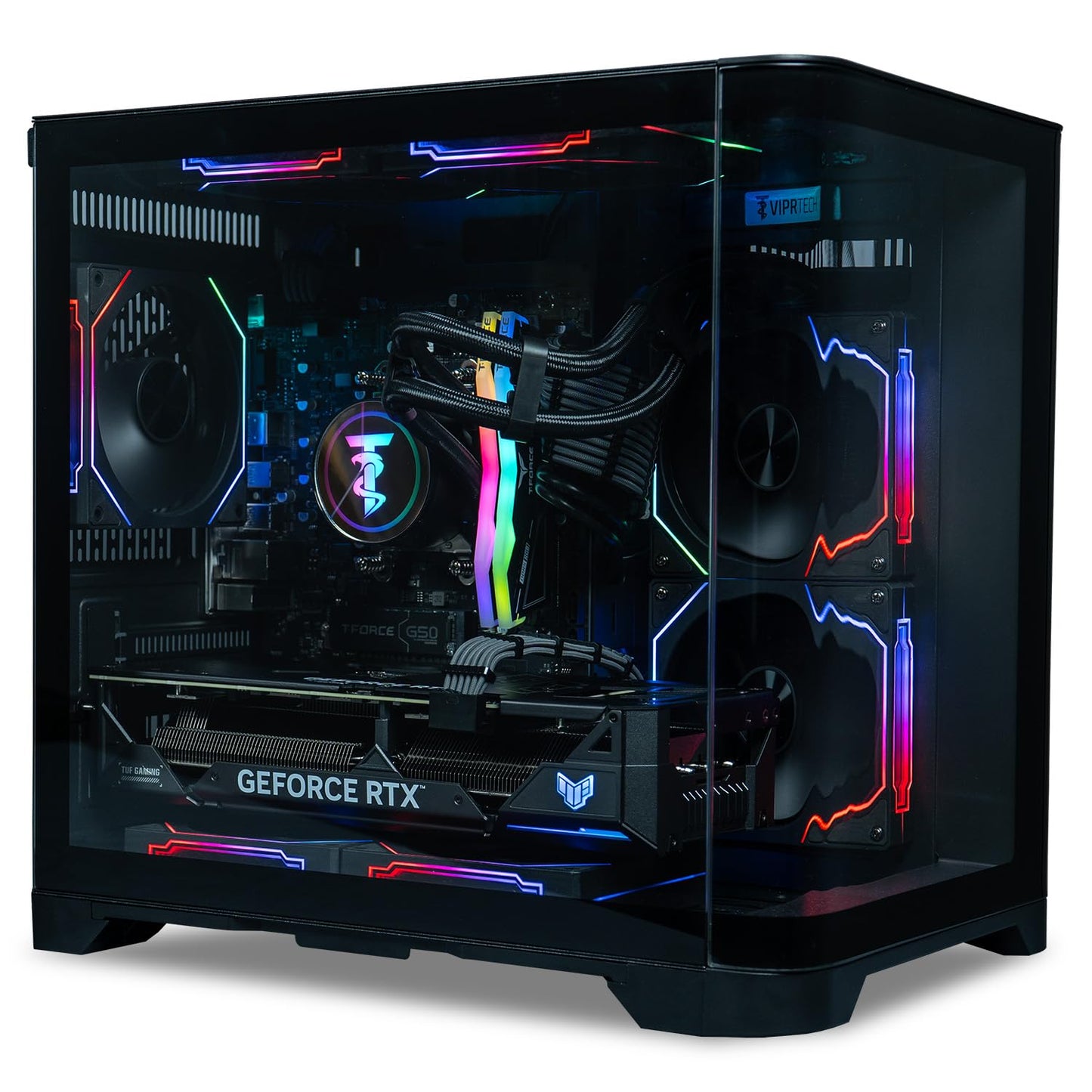 ViprTech Reaper 2.0 Liquid-Cooled PC - AMD Ryzen 7 8700F (5.0Ghz Turbo), GeForce RTX 5060 Ti 16GB, 16GB DDR5, 1TB SSD, Gold Rated PSU, VR-Ready, WiFi, BT, Win 11, Gaming Desktop Computer, Black