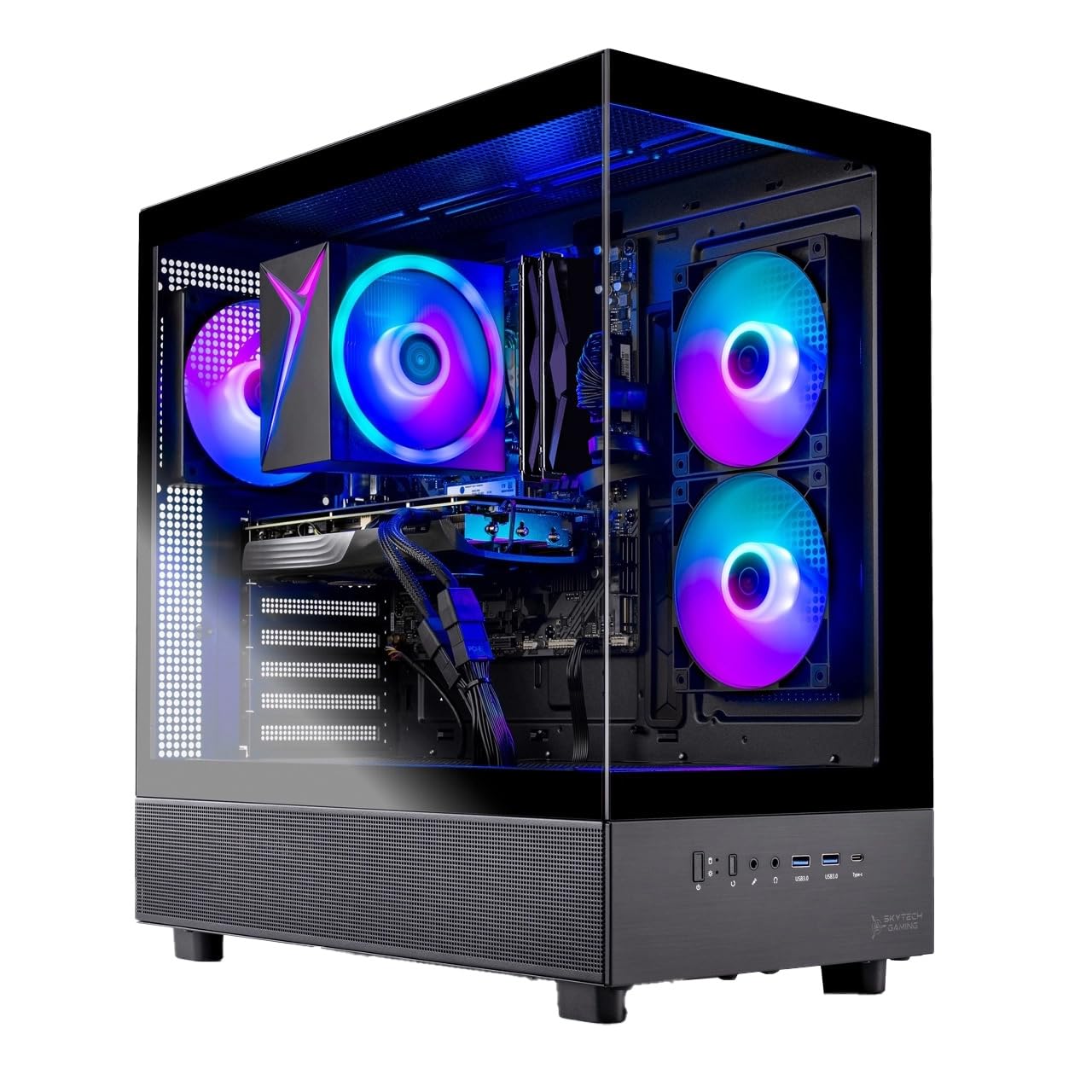 Skytech Gaming Azure 3 Gaming PC, AMD Ryzen 5 5500 3.6GHz, AMD RX 9060 8GB VRAM, 1TB NVMe SSD, 32GB DDR4 RAM 3200, 650W Gold PSU, WI-FI 5, Windows 11, Desktop