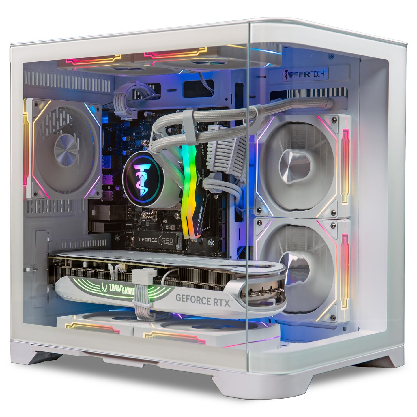 ViprTech Reaper 2.0 Liquid-Cooled PC - AMD Ryzen 7 8700F (5.0Ghz Turbo), GeForce RTX 5060 Ti 16GB, 16GB DDR5, 1TB SSD, Gold Rated PSU, VR-Ready, WiFi, BT, Win 11, Gaming Desktop Computer, Black