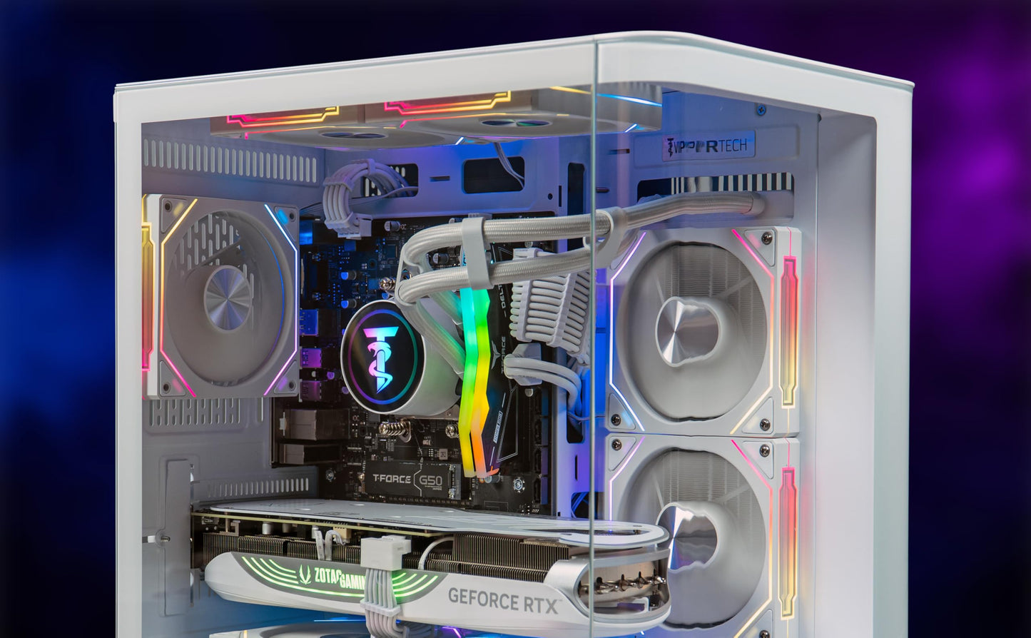ViprTech Reaper 2.0 Liquid-Cooled PC - AMD Ryzen 7 8700F (5.0Ghz Turbo), GeForce RTX 5060 Ti 16GB, 16GB DDR5, 1TB SSD, Gold Rated PSU, VR-Ready, WiFi, BT, Win 11, Gaming Desktop Computer, Black