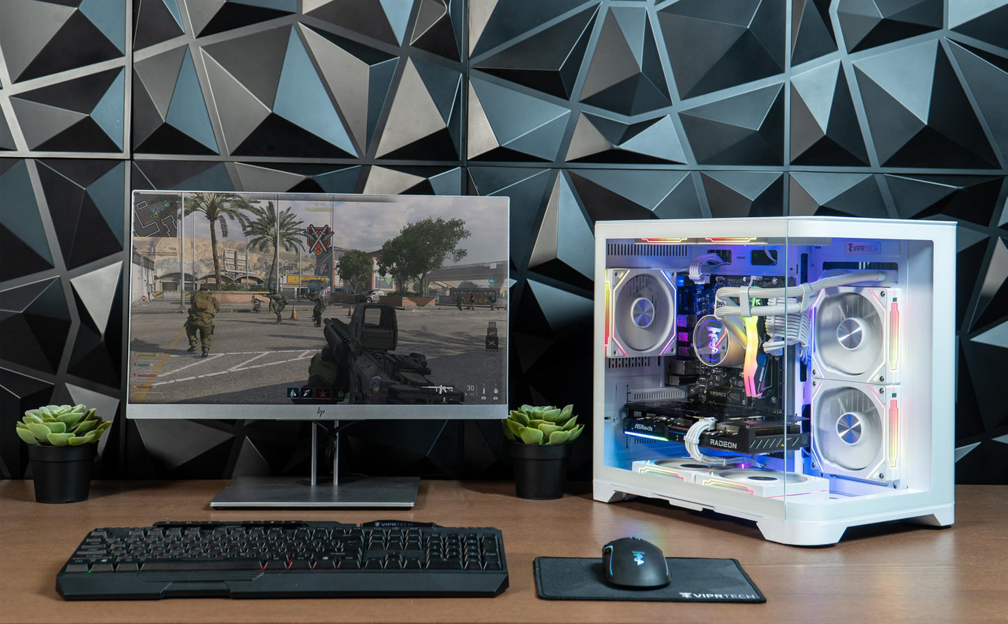 ViprTech Reaper 2.0 Liquid-Cooled PC - AMD Ryzen 7 8700F (5.0Ghz Turbo), GeForce RTX 5060 Ti 16GB, 16GB DDR5, 1TB SSD, Gold Rated PSU, VR-Ready, WiFi, BT, Win 11, Gaming Desktop Computer, Black
