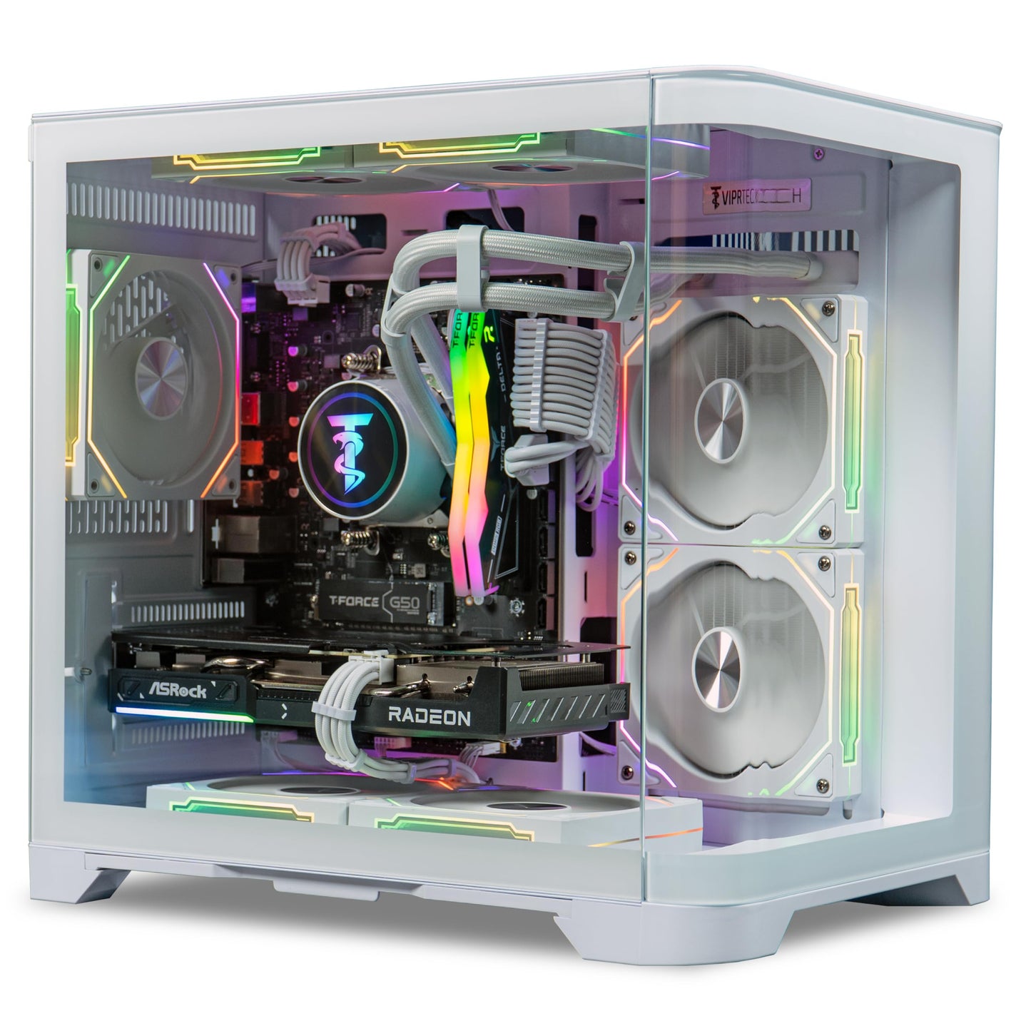 ViprTech Reaper 2.0 Liquid-Cooled PC - AMD Ryzen 7 8700F (5.0Ghz Turbo), GeForce RTX 5060 Ti 16GB, 16GB DDR5, 1TB SSD, Gold Rated PSU, VR-Ready, WiFi, BT, Win 11, Gaming Desktop Computer, Black