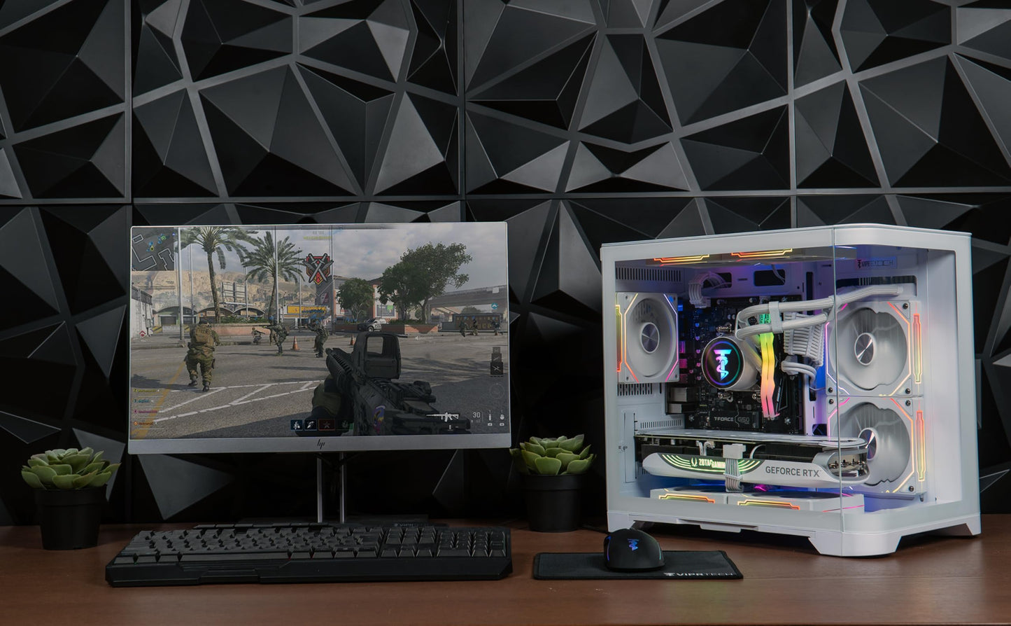 ViprTech Reaper 2.0 Liquid-Cooled PC - AMD Ryzen 7 8700F (5.0Ghz Turbo), GeForce RTX 5060 Ti 16GB, 16GB DDR5, 1TB SSD, Gold Rated PSU, VR-Ready, WiFi, BT, Win 11, Gaming Desktop Computer, Black